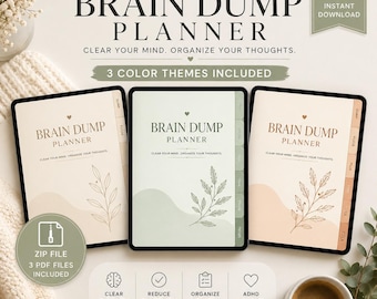 ADHD Brain Dump Planner | Mental Clutter Reset, Overthinking Organizer (Digital Download)