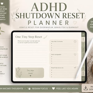 ADHD Shutdown Reset Planner | Brain Fog, Burnout Recovery (Digital Download)