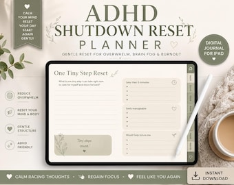 ADHD Shutdown Reset Planner | Brain Fog, Burnout Recovery (Digital Download)