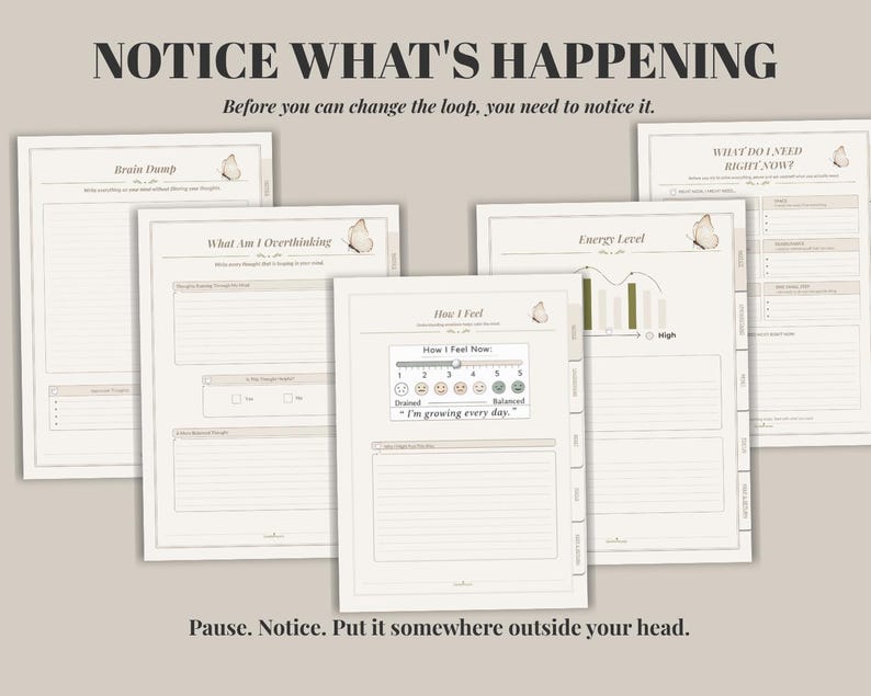 ADHD Overthinking Journal | Brain Dump & Mental Reset Planner | ADHD Focus Journal | Digital Download image 3