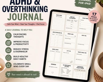 ADHD Overthinking Journal | Brain Dump, Mental Reset Planner (Digital Download)