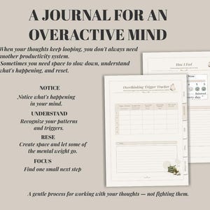 ADHD Overthinking Journal | Brain Dump & Mental Reset Planner | ADHD Focus Journal | Digital Download image 2