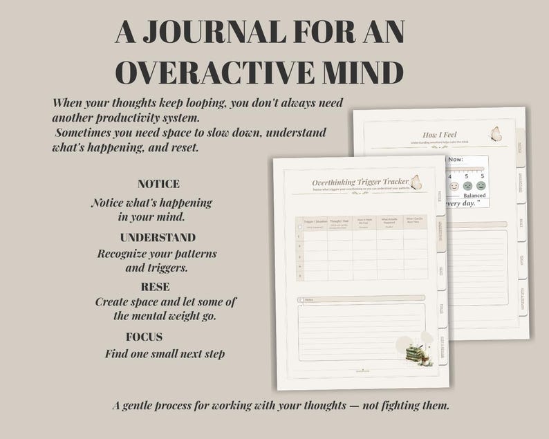 ADHD Overthinking Journal | Brain Dump & Mental Reset Planner | ADHD Focus Journal | Digital Download image 2