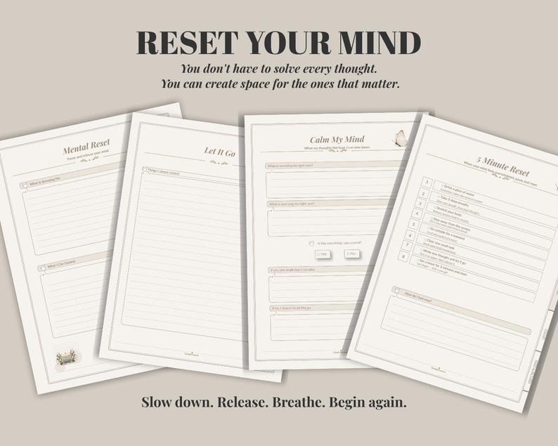 ADHD Overthinking Journal | Brain Dump & Mental Reset Planner | ADHD Focus Journal | Digital Download image 5