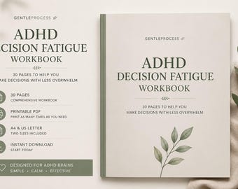ADHD Decision Fatigue Workbook for Adults | Reduce Overwhelm & Make Decisions With Confidence | Executive Function Printable PDF