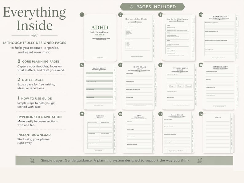 ADHD Brain Dump Planner for Adults | Mental Reset Planner | Digital Planner for GoodNotes | A4 & US Letter PDF image 6