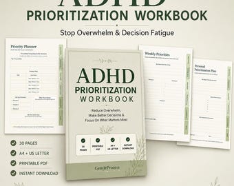 ADHD Prioritization Workbook | Stop Overwhelm & Decision Fatigue | Executive Function Planner