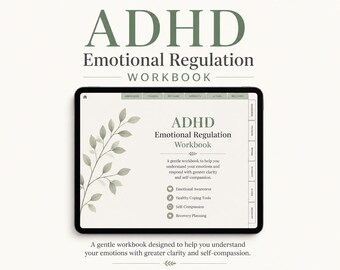 ADHD Emotional Regulation Workbook for Adults | Printable & Digital ADHD Journal | Emotional Awareness, Self-Reflection  Gentle Progress