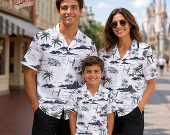 Star Wars Hawaii-Shirt, passende Familie Disney Outfits, Star Wars Familienurlaub Shirts, Disneyworld Urlaub Camp Shirt, Aloha Shirt