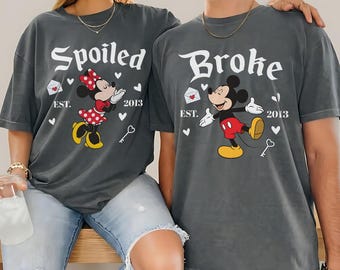 Camiseta para parejas de Mickey y Minnie, camiseta a juego de Disneyland, Spoiled Broke Apparel