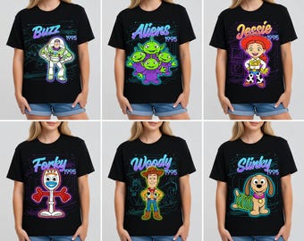 Custom Disneyland Pixar Toy Story All Characters Checkered Signature Shirt, Woody, Buzz, Jessie,Bo Peep,Personalized Disney GroupMatchingTee