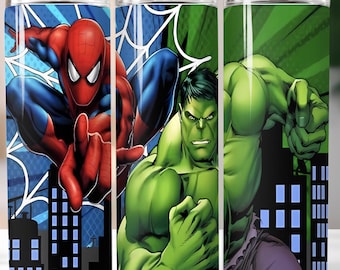 Vaso delgado de Marvel Heroes / Maqueta de Marvel Heroes, diseño recto PNG - DESCARGA INSTANTÁNEA - Diseño de envoltura de sublimación, envoltura de vaso Png