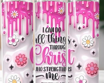 Christian Tumbler Wrap, Sublimation Design, Bible Verse Wrap, Faith Sublimation, God Is our Refuge & Strength 20oz Skinny Tumbler Png