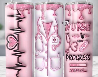 Nurse Tumbler Wrap 20 oz Skinny Tumbler Nursing Sublimation Design Digital Download Instant Digital Only, Nurse Life RN Tumbler PNG