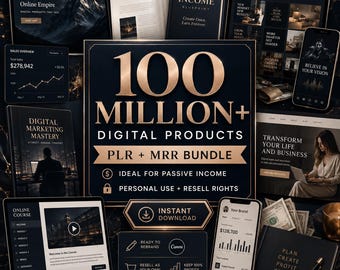 Paquete definitivo de más de 100 millones de productos PLR con derechos de reventa (MRR), ideal para ingresos pasivos / Productos digitales PLR MRR / Derechos de reventa maestros / Todos nuestros productos digitales PLR