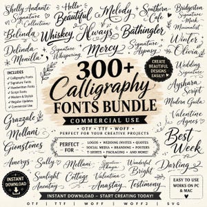 300+ Calligraphy Fonts Bundle: Decorative Fonts for Cricut, handwriting fonts, Wedding Fonts, Script Fonts, Cursive Font, Procreate fonts