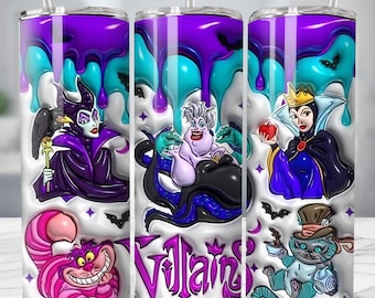 Halloween Villain 20 oz Skinny Tumbler Sublimation Design Png, Halloween Tumbler Wrap, Villain Character, Bad Witches Club, Digital Download