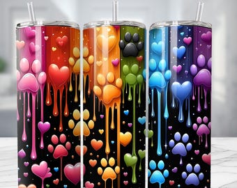 Hearts Tumbler Wrap: Sublimation PNG (Straight & Tapered)