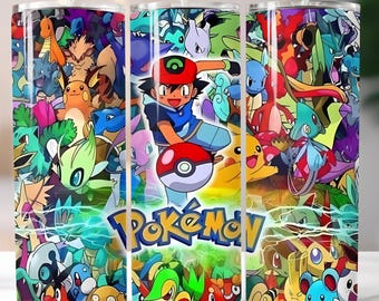 Pokémon Tumbler Wrap, Pokemon Sublimation Wrap, Pokemon Tumbler Design, Pikachu 20oz Tumbler PNG, Instant Download