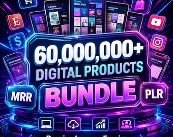 Paquete gigante de más de 60 millones de productos digitales PLR MRR / Libros electrónicos, cursos y plantillas revendibles / Descarga digital