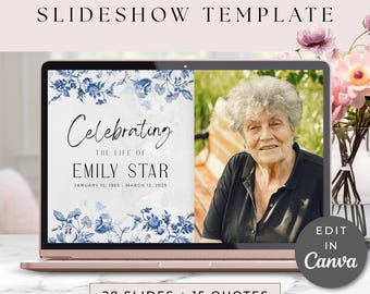 Funeral Slideshow Template Canva, Easy Memorial Video, Celebration of Life Tribute, Editable Photo Slideshow, Instant Download, VM003