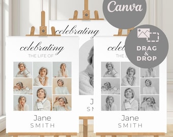 Funeral Welcome Sign Celebration Of Life | Minimalist Canva Template | In Loving Memory Welcome Photo Frame | Memorial service | VM0011