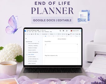 End of Life Planner Google Docs, Editable Emergency Binder, Death Binder Template, Legacy Document Organizer,  In Case of Emergency Template