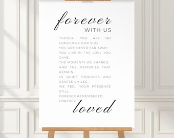 Simple Memorial Poem Sign Editable Canva Template | Minimalist In Loving Memory Tribute | Forever With Us | VM0011