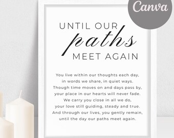 Simple Memorial Poem Table Sign Editable Canva Minimalist Template 8x10 | Loved Ones Tribute | In Loving Memory | Share A Memory | VM0011