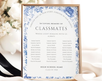 In Loving Memory Classmates Sign, High School Classmate Remembrance, Honoring Our Lost Classmates, Memorial Sign For Class Reunion