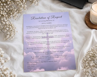 Funeral Resolution Letter for Church, Editable Memorial Service Template, Letter from Pastor, Resolution In Loving Memory, Canva Google Docs