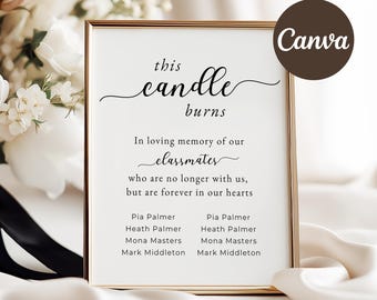 Class Reunion Memorial Sign, This Candle Burns Poster, In Loving Memory, High School Classmate Remembrance, In Loving Memory Classmates, ME1