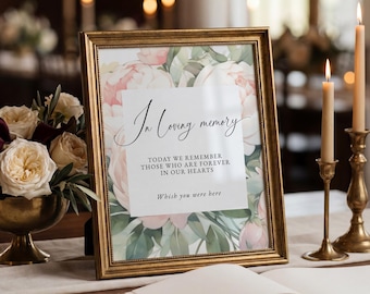 Floral Memory Table Sign We Wish You Were Here, In Loving Memory Wedding Memorial Table Sign PDF, Printable Funeral Poster, TS05