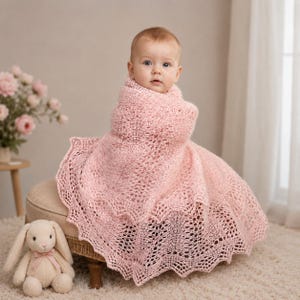 Baby Eyelet Lacy Wrap Knitting Pattern, Circular Lace Shawl - Instant PDF Download in English