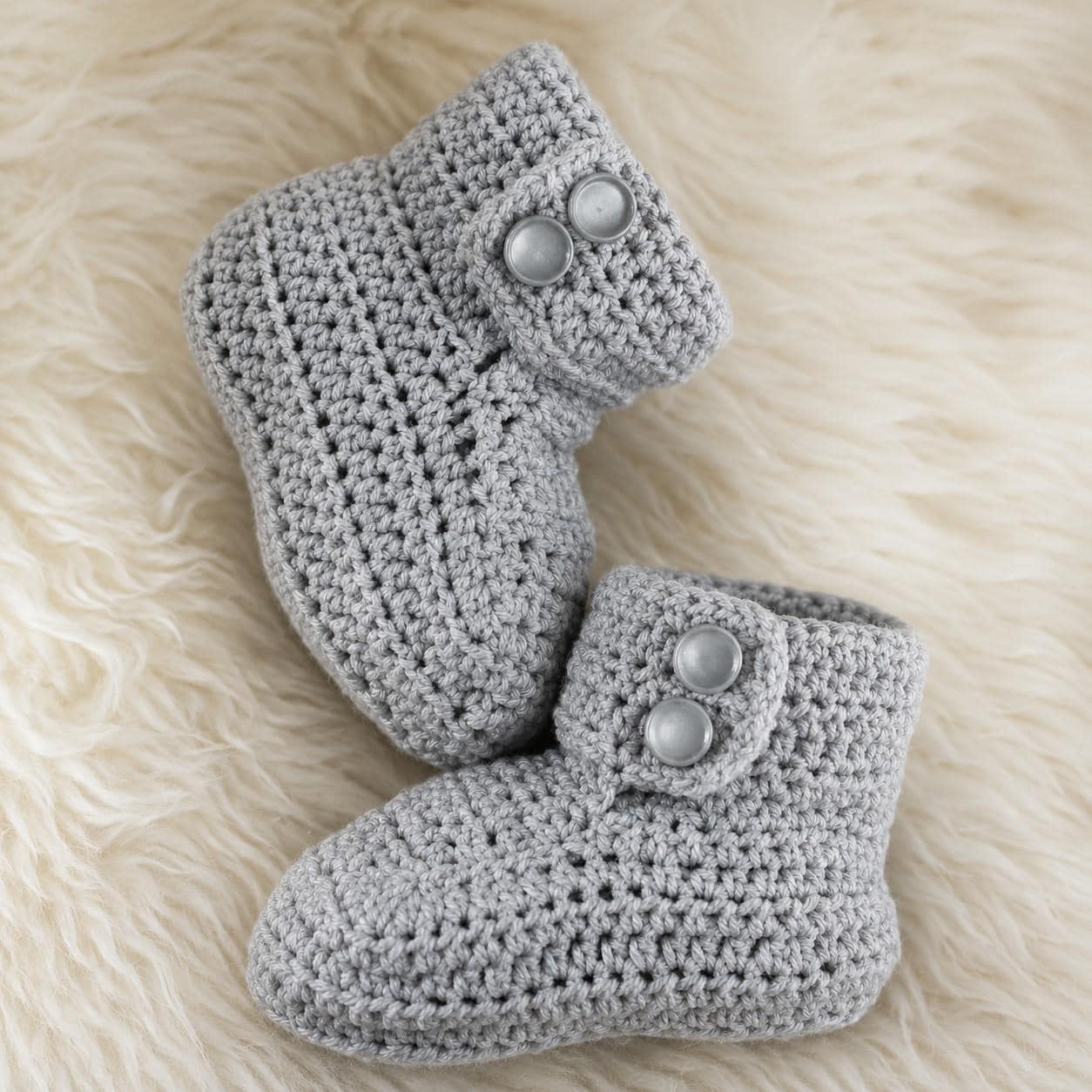 Vintage Baby Bootees With Buttons Crochet Pattern