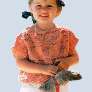 Easy Knit Child's Top Knitting Pattern, Girls Boys Summer Sweater - Instant PDF Download - sizes 23-24" chest