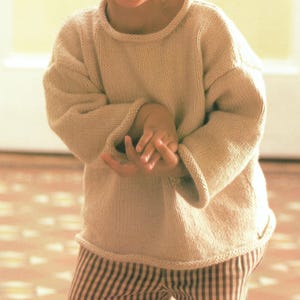 Easy Knit Baby Childs Sweater Knitting Pattern Girls Tunic Boys Pullover - Instant PDF Download - 16-36 months - Stocking Stitch