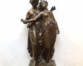 Neoclassical Bronze Sculpture After Henri Etienne Dumaige, Two Maidens 19th C.