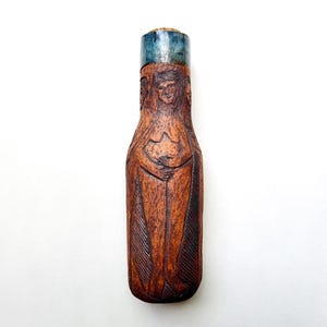 Jacqueline Biaggi Cool Modernist Studio Pottery Bottle Vase w/ Abstract Figures