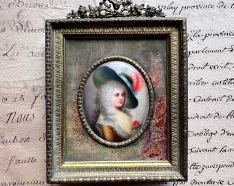 Antique Hutschenreuther Porcelain Portrait Plaque Painting after Gainsborough