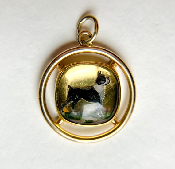 Antique Victorian 14K Gold Essex Crystal Dog Pend… - image 8