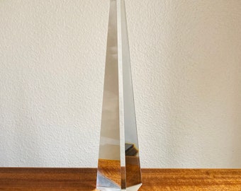 Vintage Murano Glass Obelisk Sculpture Glam Decor 14” 1970s Italy Modernist