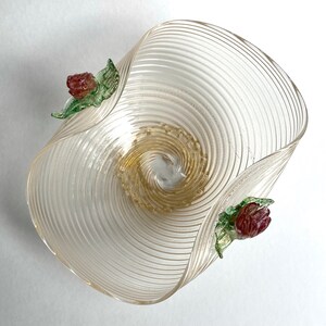 Likely Barovier & Toso Vintage Art Deco Glass Centerpiece Bowl Gold Pink Tulips image 2