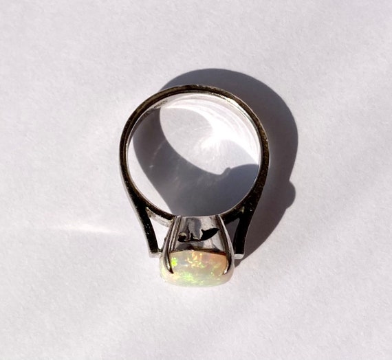 Vintage 14K White Gold Crystal Opal Solitaire Rin… - image 6
