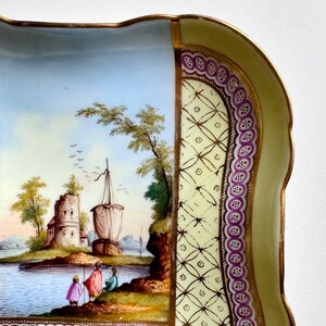 Antique Helena Wolfsohn Dresden Hand Painted Porcelain Cappricio Landscape Bowl image 2