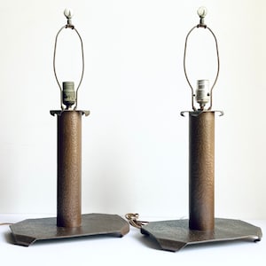 AS IS Antique Art Deco Folk Art Hammered Chase Copper Tubing Table Lamp Bases