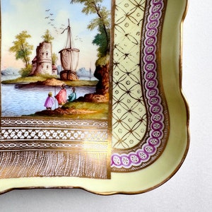 Antique Helena Wolfsohn Dresden Hand Painted Porcelain Cappricio Landscape Bowl image 3