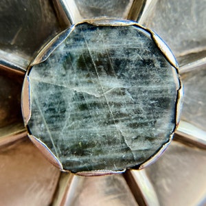 Cool Modernist Sterling Silver Labradorite Sunburst Pendant Vintage Signed 1975 image 8
