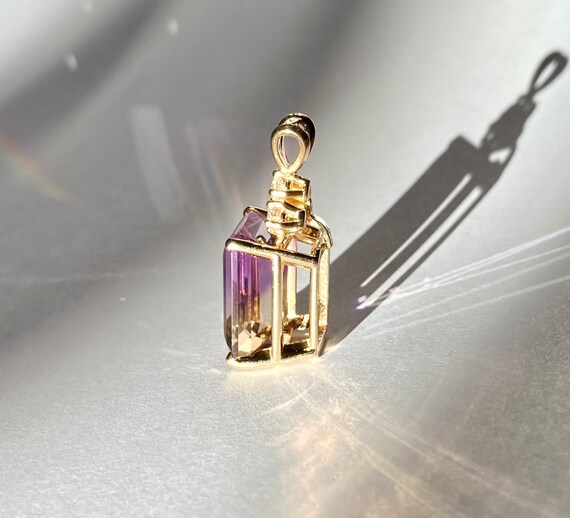 Large 14K Yellow Gold Emerald Cut Ametrine Amethy… - image 6