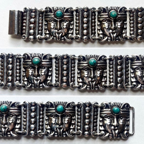 Antique Mexican Art Deco Sterling Silver Bracelet… - image 4